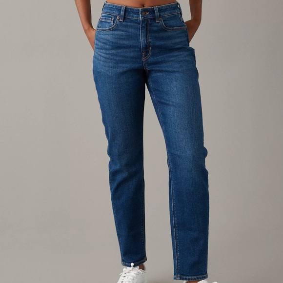 American Eagle Outfitters Denim - American Eagle Women 12 X-LONG Blue Medium Wash Denim High Rise Stretch Mom Jean